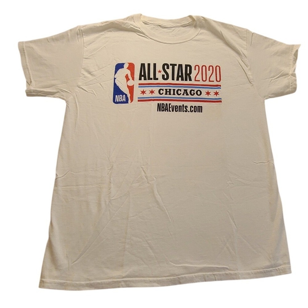 NBA All-Star 2020 Chicago White Graphic T-Shirt Men's Large Short Sleeve Tee